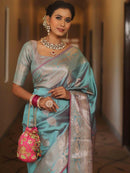 Vijayalakshmi - Kanjivaram Silk Saree with Gold Paisley Zari Border