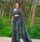 Gorgeous Wearing Ajrakh Hand Block Printed Modal Silk Saree