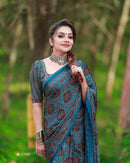 Gorgeous Wearing Ajrakh Hand Block Printed Modal Silk Saree