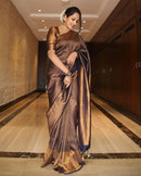 Valmika Black Soft Kanjivaram Silk Drape with Unique Blouse Piece