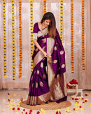 Vanshika – Purple Soft Banarasi Silk Saree with Jacquard Weaving