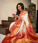 Abhisha – Beige Soft Banarasi Silk Saree with Jacquard Weaving