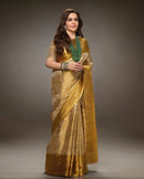 Sulochana – Golden Tissue Silk Saree with Jacquard Weaving Elegance