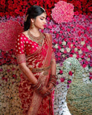 Vimala – Red Soft Silk Saree with Red Jacquard Blouse